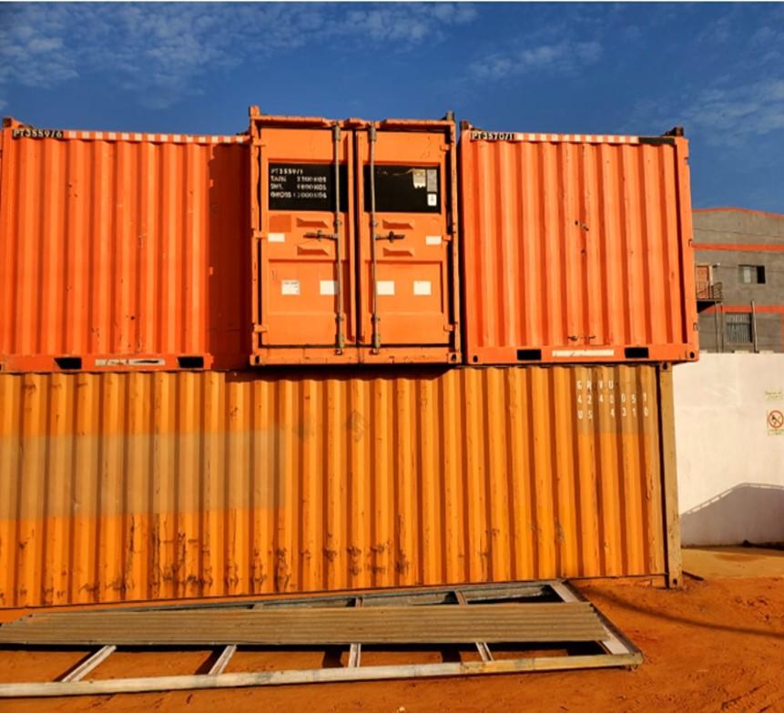 Stacked shipping containers at LPS yard