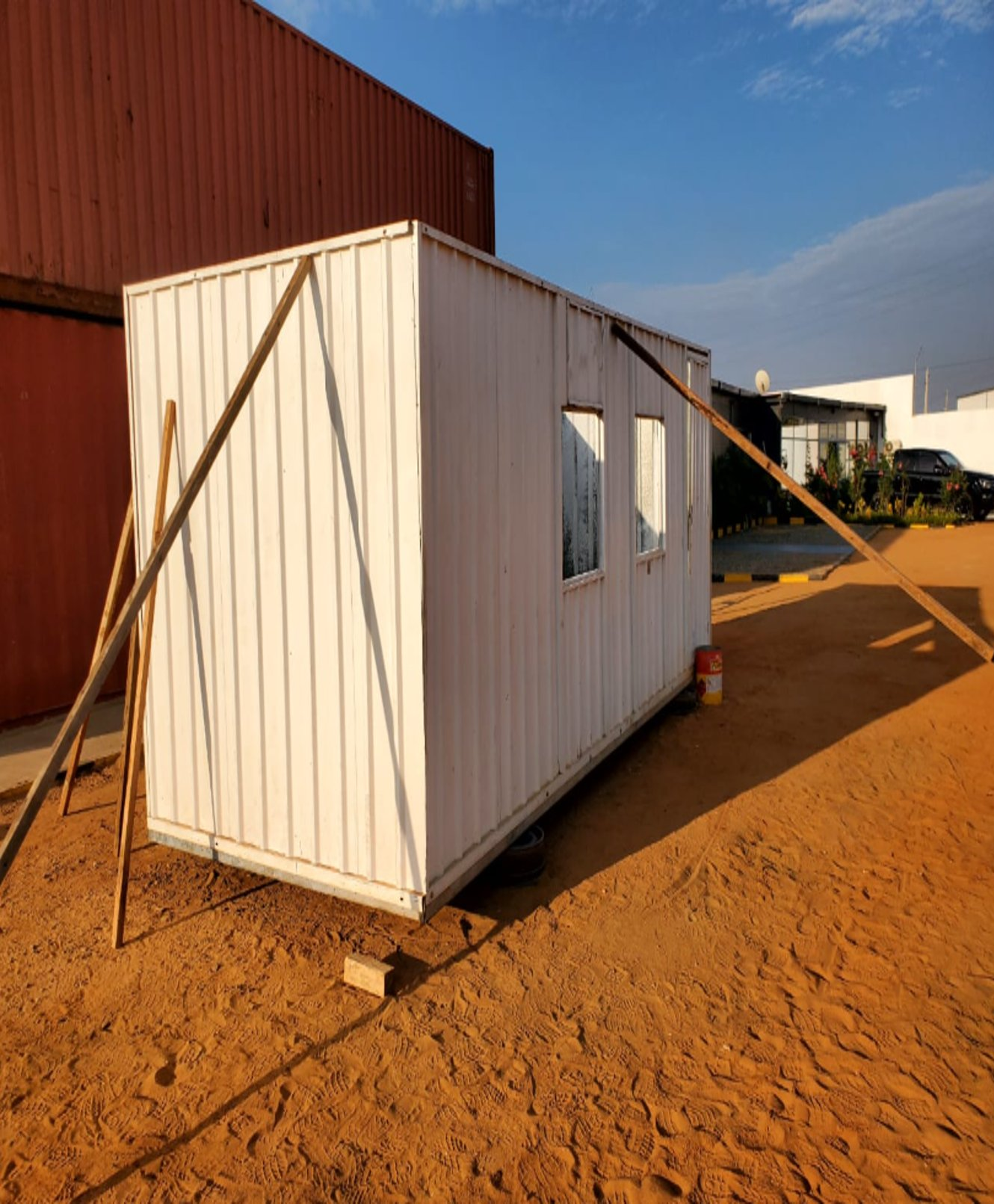Container converted to site office unit